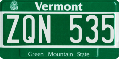 VT license plate ZQN535