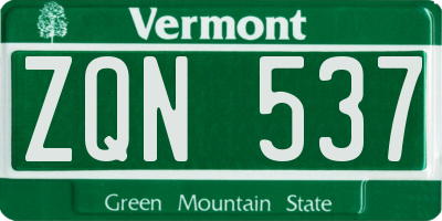 VT license plate ZQN537