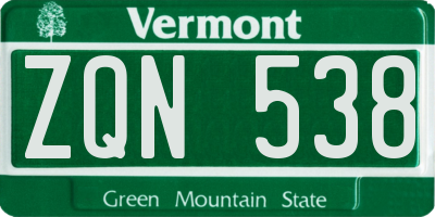 VT license plate ZQN538