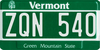 VT license plate ZQN540