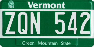 VT license plate ZQN542