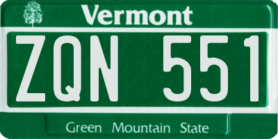 VT license plate ZQN551