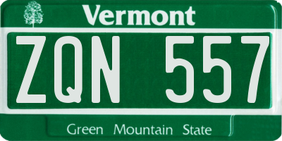 VT license plate ZQN557