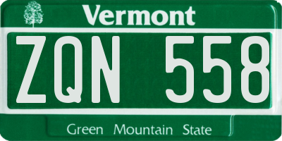 VT license plate ZQN558