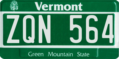 VT license plate ZQN564