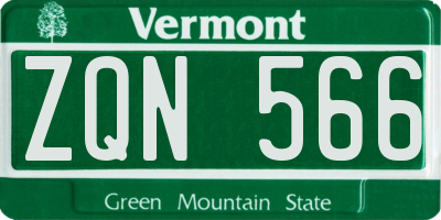 VT license plate ZQN566