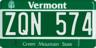 VT license plate ZQN574
