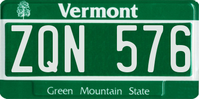 VT license plate ZQN576