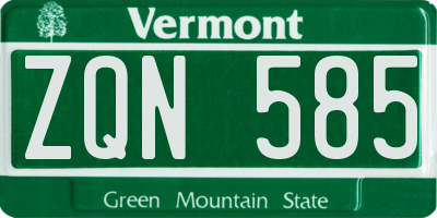 VT license plate ZQN585