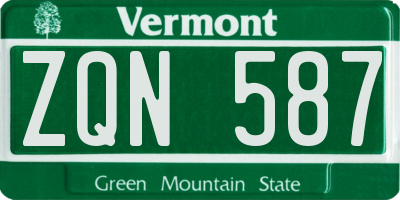 VT license plate ZQN587
