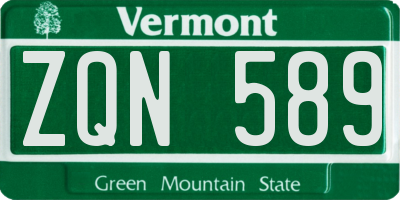 VT license plate ZQN589