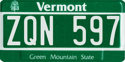 VT license plate ZQN597