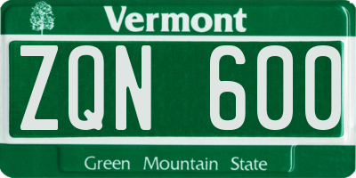 VT license plate ZQN600