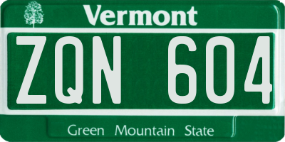 VT license plate ZQN604