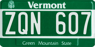 VT license plate ZQN607