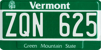 VT license plate ZQN625