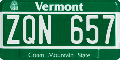 VT license plate ZQN657