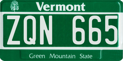 VT license plate ZQN665