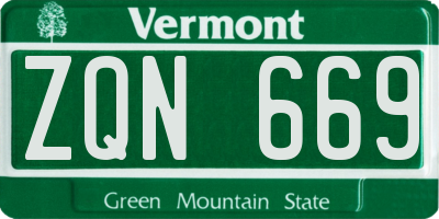 VT license plate ZQN669