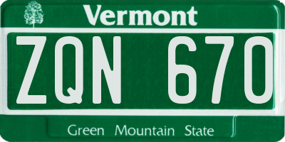 VT license plate ZQN670