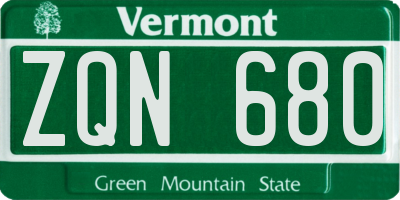 VT license plate ZQN680