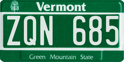 VT license plate ZQN685