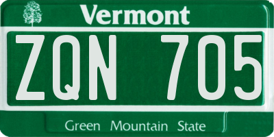 VT license plate ZQN705