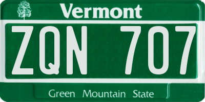 VT license plate ZQN707
