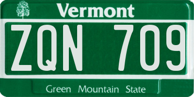 VT license plate ZQN709