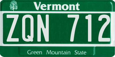 VT license plate ZQN712