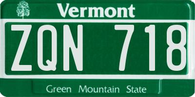 VT license plate ZQN718