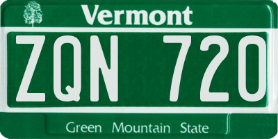 VT license plate ZQN720