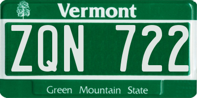 VT license plate ZQN722
