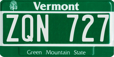 VT license plate ZQN727