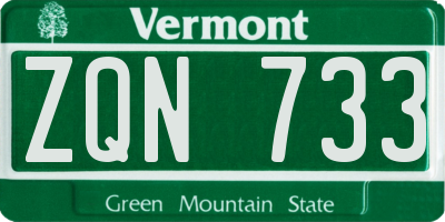 VT license plate ZQN733