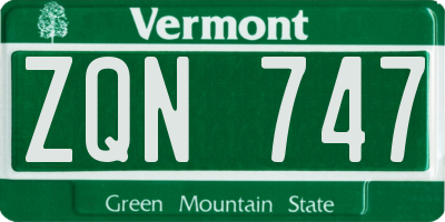 VT license plate ZQN747