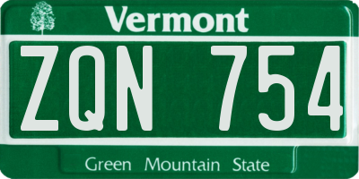VT license plate ZQN754