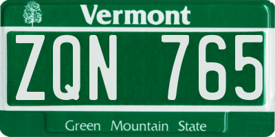 VT license plate ZQN765