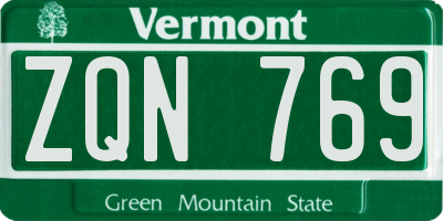 VT license plate ZQN769