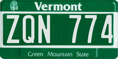 VT license plate ZQN774