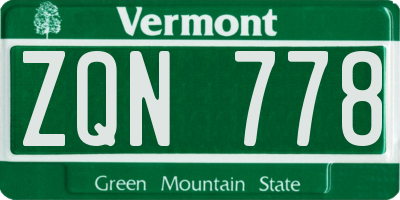 VT license plate ZQN778