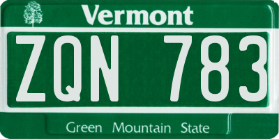 VT license plate ZQN783