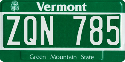 VT license plate ZQN785