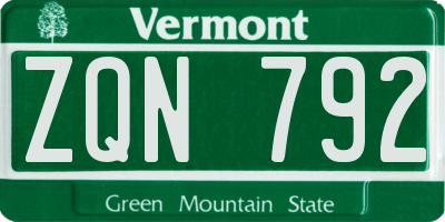 VT license plate ZQN792