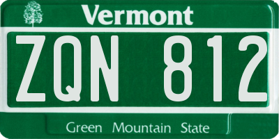 VT license plate ZQN812