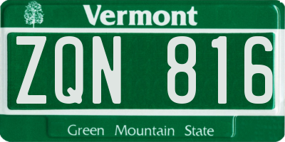 VT license plate ZQN816