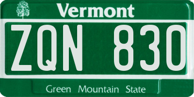 VT license plate ZQN830