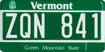 VT license plate ZQN841