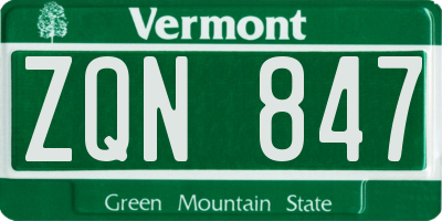 VT license plate ZQN847
