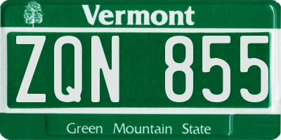 VT license plate ZQN855